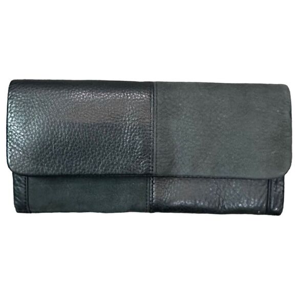 HOBO INTERNATIONAL Black Wristlet Long Wallet Leather 2 Ways To Wear - Picture 4 of 8